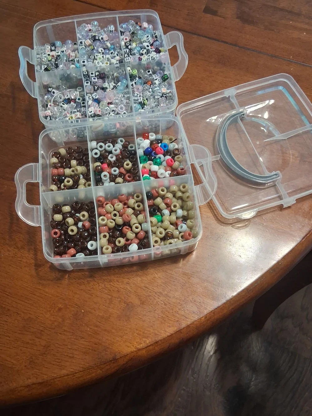 Clear Plastic Compartment Organizer - Multi-Color Bead Storage FULL OF BEADS